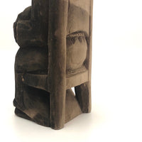 Very Old Carved Monk (?) Holding Ball (World?) in Big Hands!