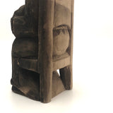Very Old Carved Monk (?) Holding Ball (World?) in Big Hands!