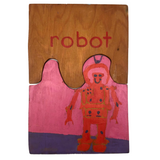 Handmade Double Sided Wooden Puzzle: Robot & Turtle