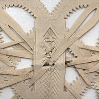 Antique Cut Paper Interlocking Hearts With Arrows and Pin Prick Decoration