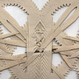 Antique Cut Paper Interlocking Hearts With Arrows and Pin Prick Decoration