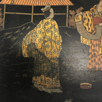 Japanese Lacquered Papier Mache Box with Three Scholars