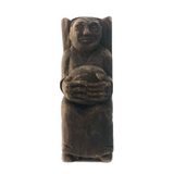 Very Old Carved Monk (?) Holding Ball (World?) in Big Hands!