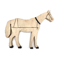 Old Hand-painted White Horse Wooden Cutout