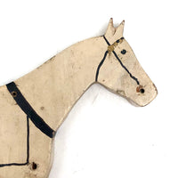 Old Hand-painted White Horse Wooden Cutout