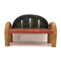 Hand-Carved, Polychromed Mid-century (Not So) Miniature Bench