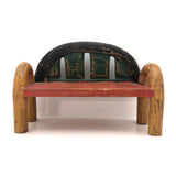 Hand-Carved, Polychromed Mid-century (Not So) Miniature Bench
