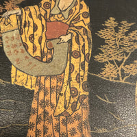 Japanese Lacquered Papier Mache Box with Three Scholars