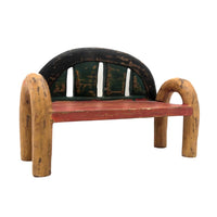Hand-Carved, Polychromed Mid-century (Not So) Miniature Bench