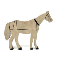 Old Hand-painted White Horse Wooden Cutout