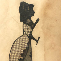 Victorian Silhouette of Woman in Black with Lace and Fan (or Dagger!), Framed