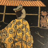 Japanese Lacquered Papier Mache Box with Three Scholars