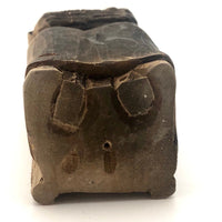 Very Old Carved Monk (?) Holding Ball (World?) in Big Hands!