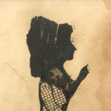 Victorian Silhouette of Woman in Black with Lace and Fan (or Dagger!), Framed