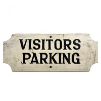 Visitors Parking Old Black and White Hand-painted Wooden Sign