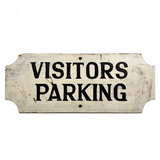Visitors Parking Old Black and White Hand-painted Wooden Sign