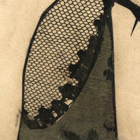 Victorian Silhouette of Woman in Black with Lace and Fan (or Dagger!), Framed
