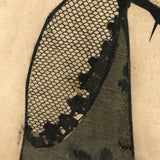 Victorian Silhouette of Woman in Black with Lace and Fan (or Dagger!), Framed