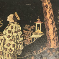Japanese Lacquered Papier Mache Box with Three Scholars