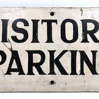 Visitors Parking Old Black and White Hand-painted Wooden Sign