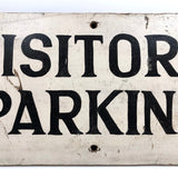 Visitors Parking Old Black and White Hand-painted Wooden Sign