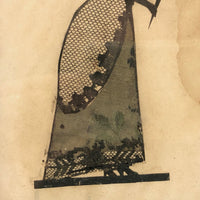 Victorian Silhouette of Woman in Black with Lace and Fan (or Dagger!), Framed