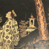 Japanese Lacquered Papier Mache Box with Three Scholars