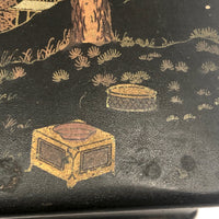 Japanese Lacquered Papier Mache Box with Three Scholars