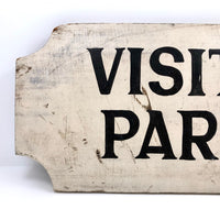 Visitors Parking Old Black and White Hand-painted Wooden Sign