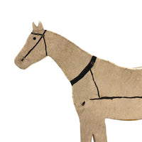 Old Hand-painted White Horse Wooden Cutout