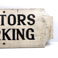 Visitors Parking Old Black and White Hand-painted Wooden Sign