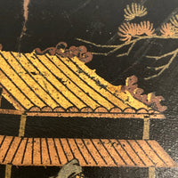 Japanese Lacquered Papier Mache Box with Three Scholars