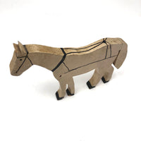 Old Hand-painted White Horse Wooden Cutout