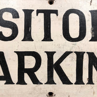 Visitors Parking Old Black and White Hand-painted Wooden Sign
