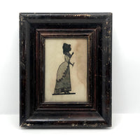 Victorian Silhouette of Woman in Black with Lace and Fan (or Dagger!), Framed