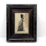Victorian Silhouette of Woman in Black with Lace and Fan (or Dagger!), Framed