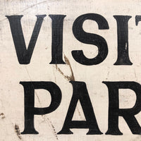 Visitors Parking Old Black and White Hand-painted Wooden Sign