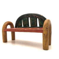 Hand-Carved, Polychromed Mid-century (Not So) Miniature Bench