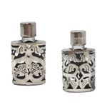 Art Nouveau Taxco Sterling Silver Overlay Perfume Bottle Marked JJC