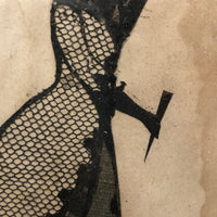 Victorian Silhouette of Woman in Black with Lace and Fan (or Dagger!), Framed