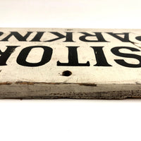 Visitors Parking Old Black and White Hand-painted Wooden Sign