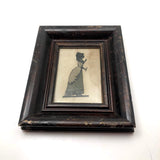 Victorian Silhouette of Woman in Black with Lace and Fan (or Dagger!), Framed