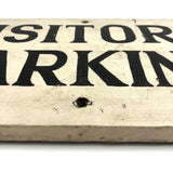 Visitors Parking Old Black and White Hand-painted Wooden Sign