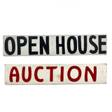 Open House / Auction Hand-painted Double Sided Old Wooden Sign