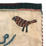 Embroidered Woven Textile Bag with Birds, Fish, and Deer