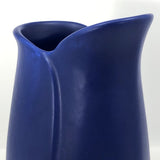 Matte Blue Glazed Art Pottery Vase with Sylized Lip