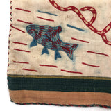 Embroidered Woven Textile Bag with Birds, Fish, and Deer