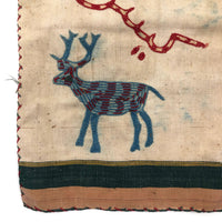 Embroidered Woven Textile Bag with Birds, Fish, and Deer