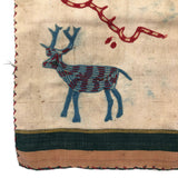 Embroidered Woven Textile Bag with Birds, Fish, and Deer