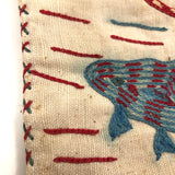 Embroidered Woven Textile Bag with Birds, Fish, and Deer